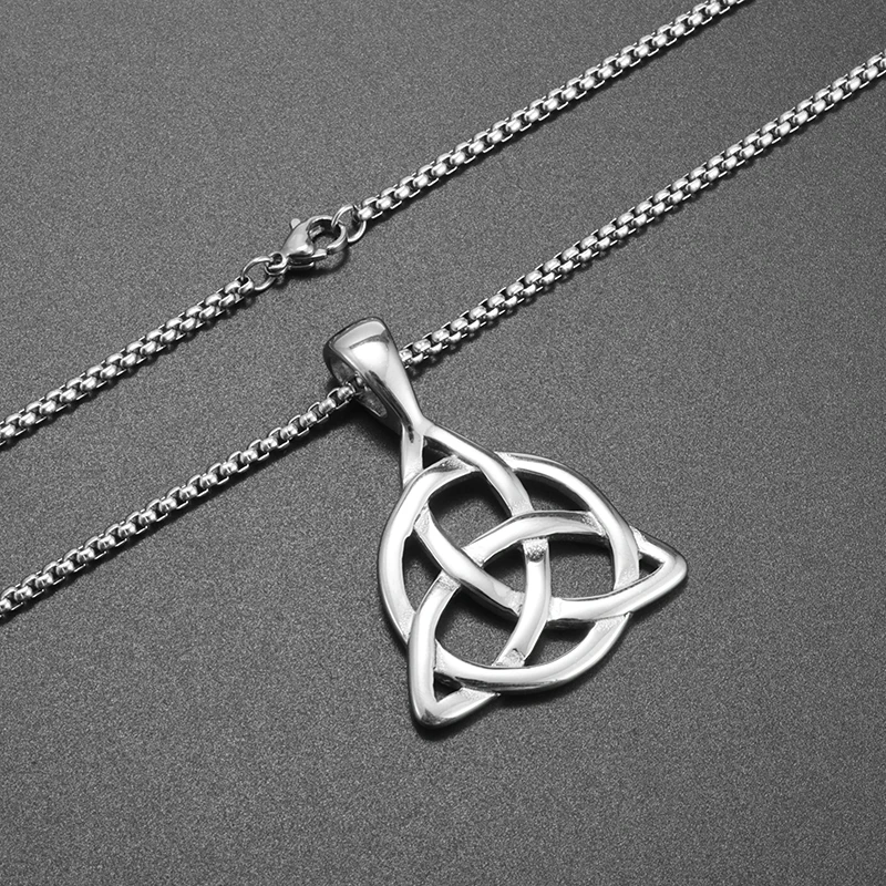 Vintage Nordic Celtic Knot Trinity Pendant Necklace for Men Women Irish Lucky Amulet Jewelry Gift