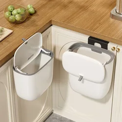 Hot Kitchen Trash Bin 13L Bathroom Trash Wall Mounted Hanging Trash Bin With Lid Garbage Can for Large Capacity Slip Trash