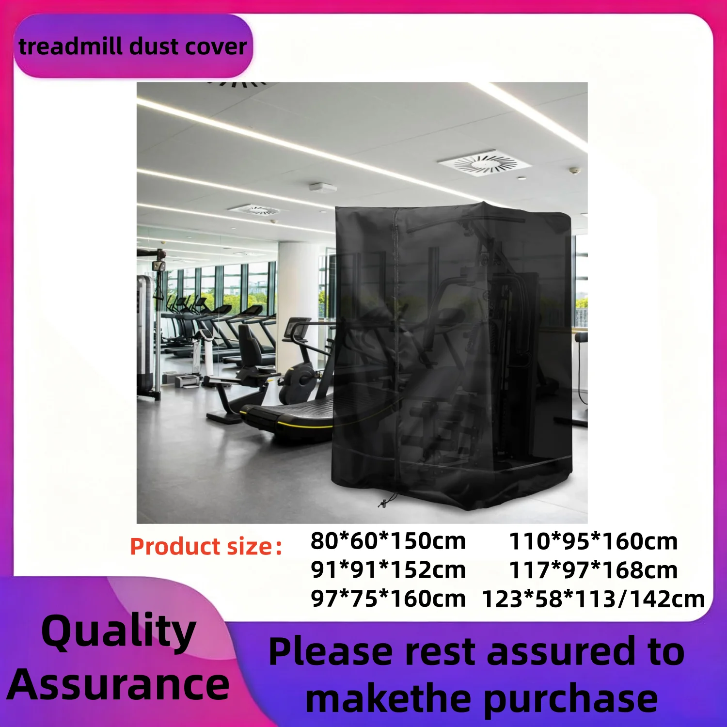 Nagpew Folding Treadmill Cover, Waterproof Treadmill Cover with Zipper, Drawstring, Storage Bag, Dust-proof Run Exercise Cardio