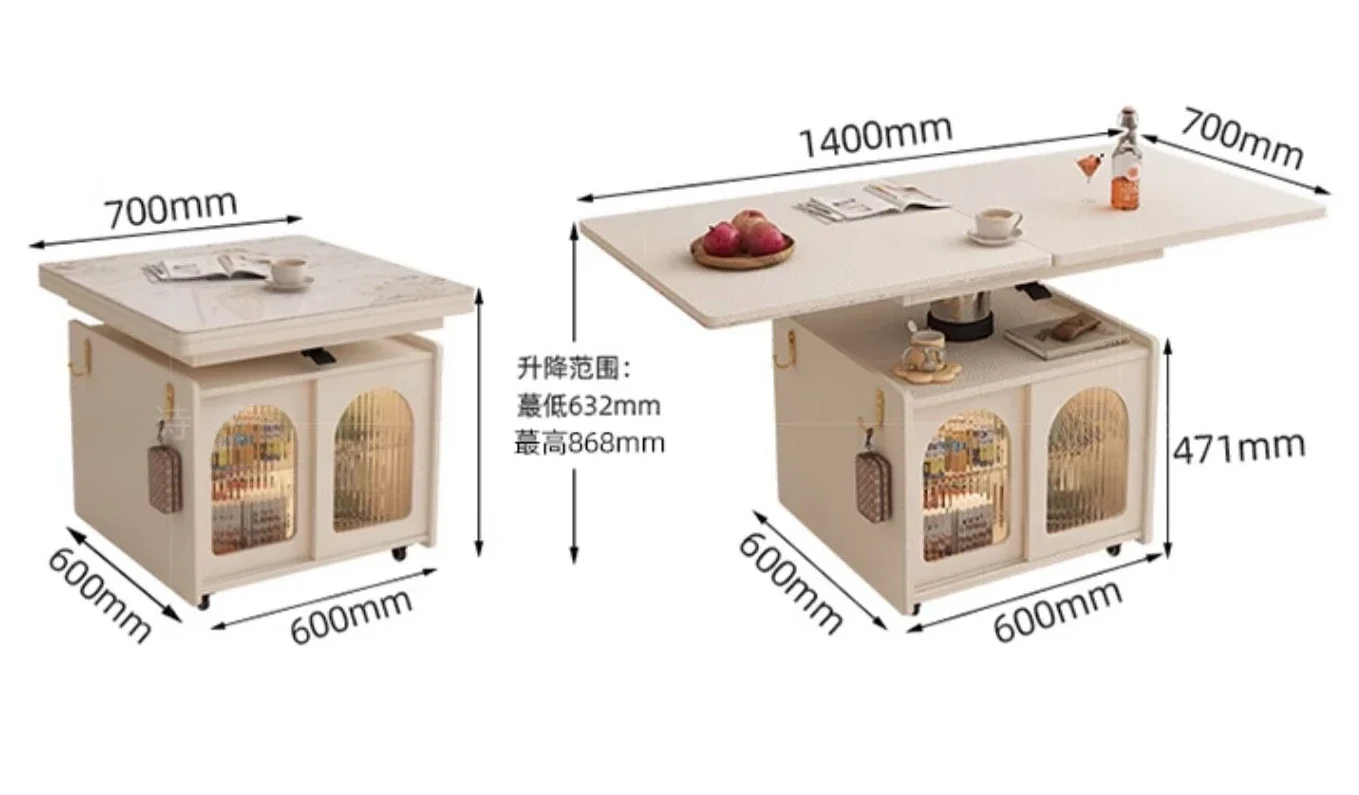 It can be used as a dining table The coffee table is lifted folded and moved The tea table  dining are integrated  dual-use