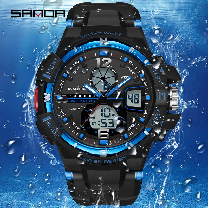 SANDA 289 Men's Sport Watches 50m Waterproof Watch Stopwatch Alarm Clock Young Fashion Quartz Wristwatches Brand Dropshipping 