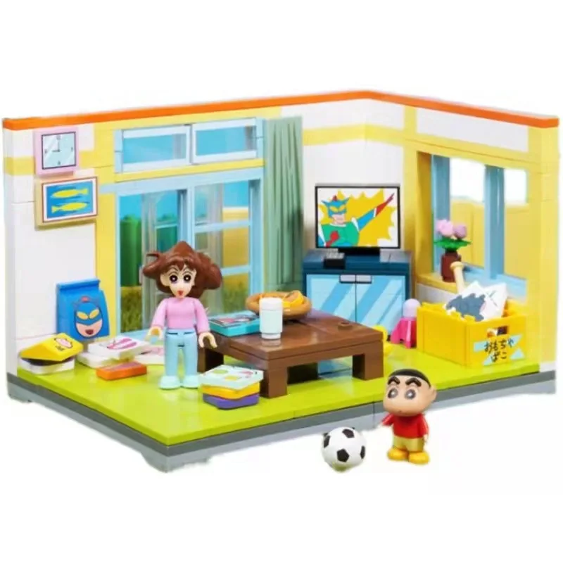 Stock Keeppley Shin Chan Home Living Room Crayon Shin Chan Building Blocks Trendy Play Assemble Movable Ornament Model Anime