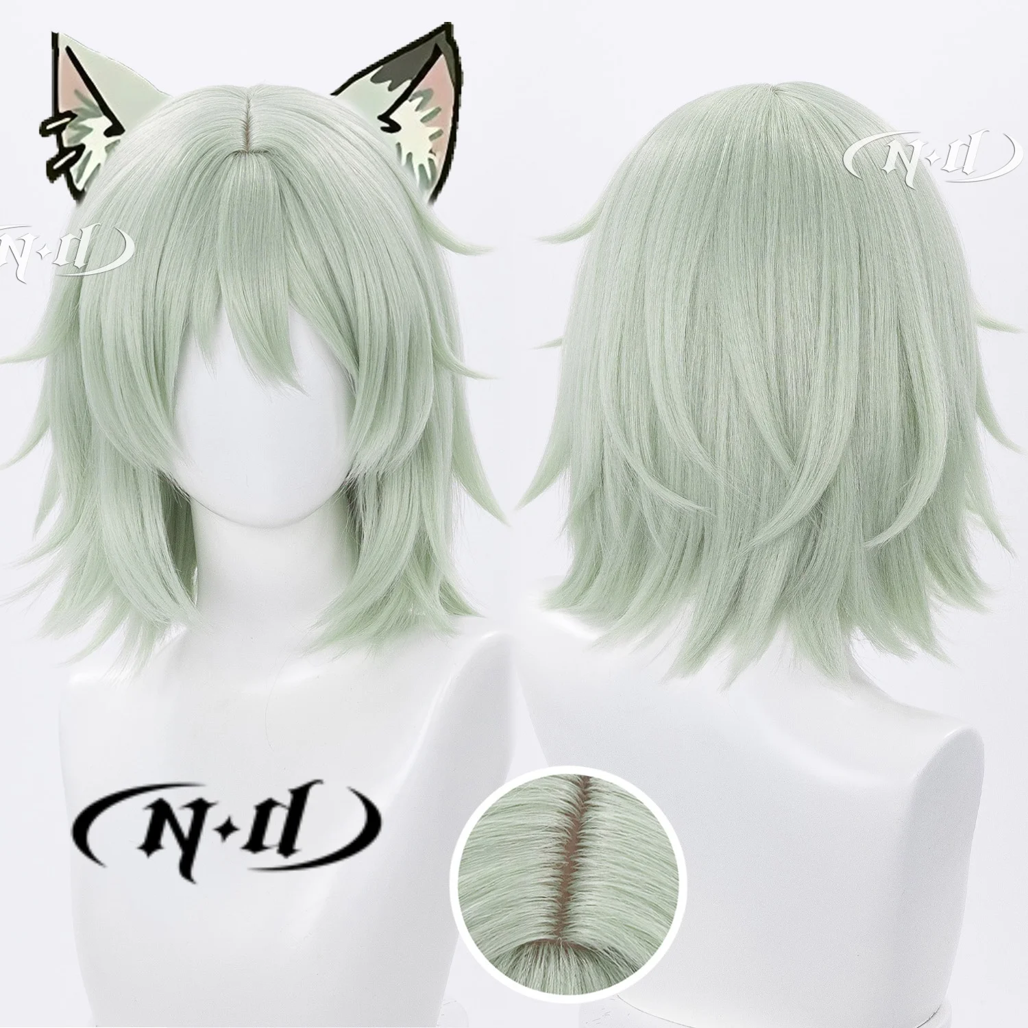 ND Brand Yaniko Sato Yanineko Chainsmoker Cat Yani Neko  Cosplay Wigs Hair Hairpiece for Comic-con Cosplayer Halloween Costume