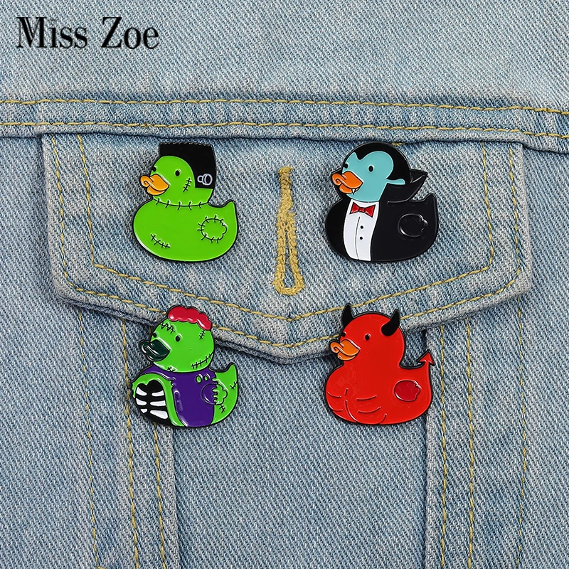 

Cute Duck Doll Enamel Pins Custom Patch Red Devil Duck Brooches Lapel Badges Clothes Animal Jewelry Gift for Kids Friends