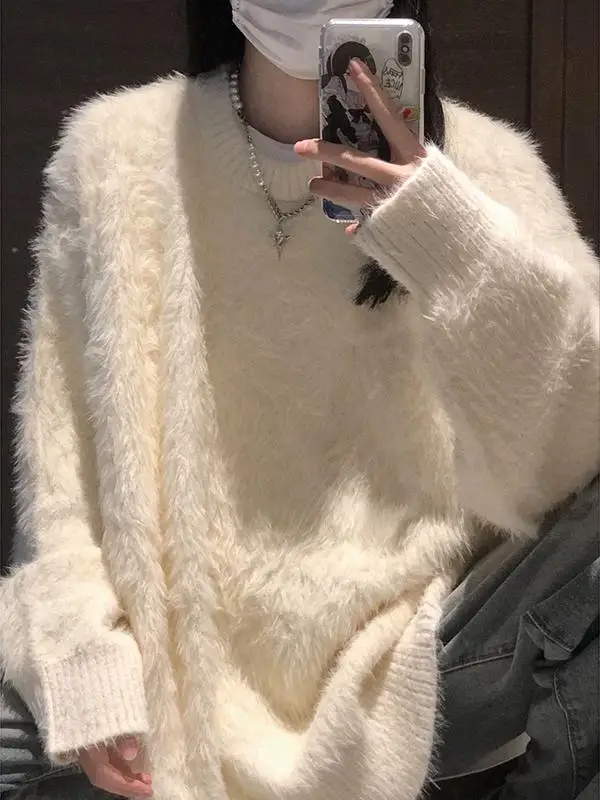 

Мягкий вязаный свитер из морской пряжи для мужчин, повседневный, с длинными рукавами, круглым вырезом, однотонный, зимняя верхняя одежда