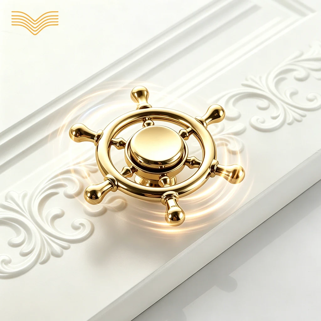 Rotatable Ship Wheel Fidget Spinner Knobs Modern Cartoon Single Hole Drawer Pulls Fun Decor Handles For Kids Wardrobe Cupboard