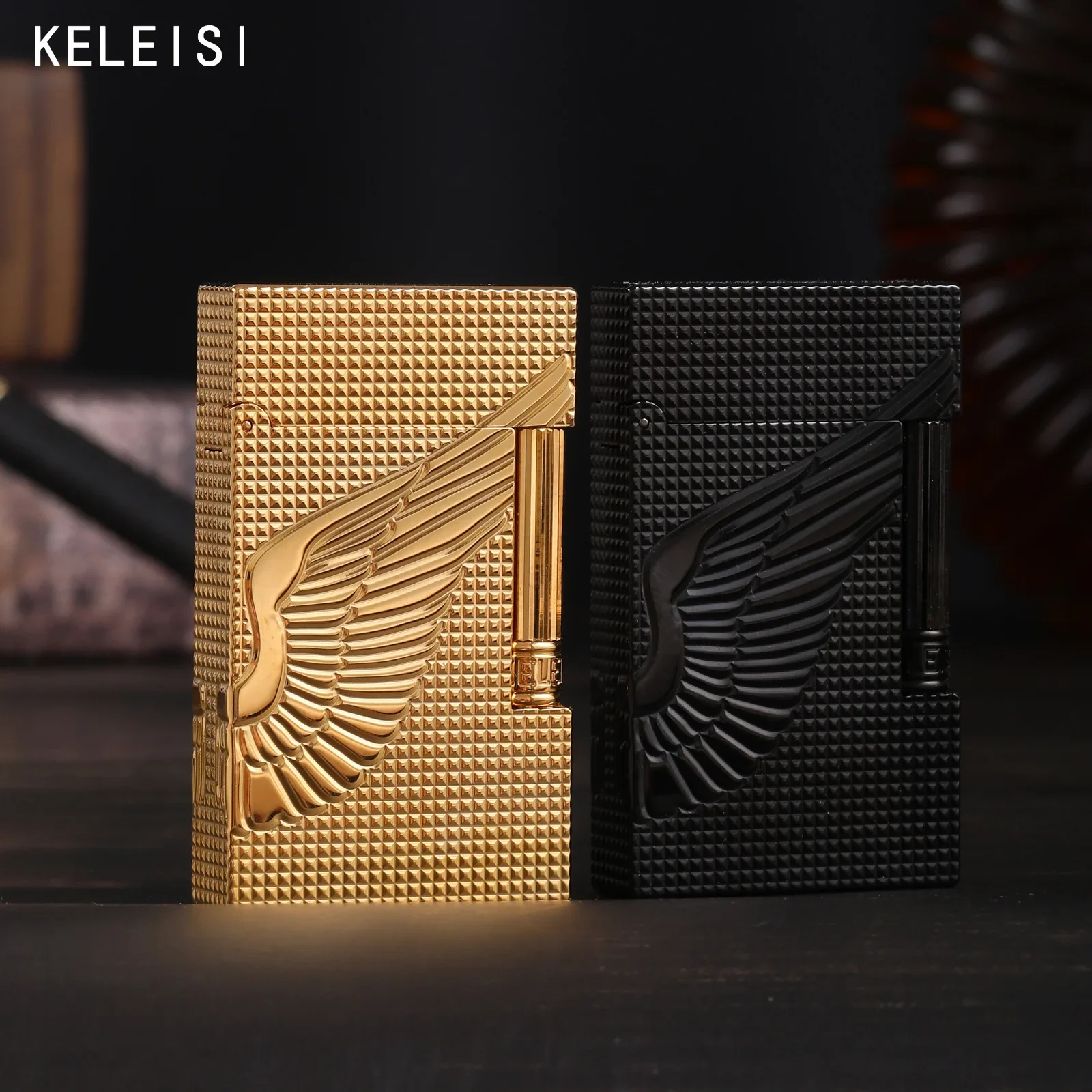 2027 Keleisi Loudspeaker Inflatable Lighter, Side-sliding Grinding Wheel, Light Luxury, Angel Wings High-end Personalized Gift