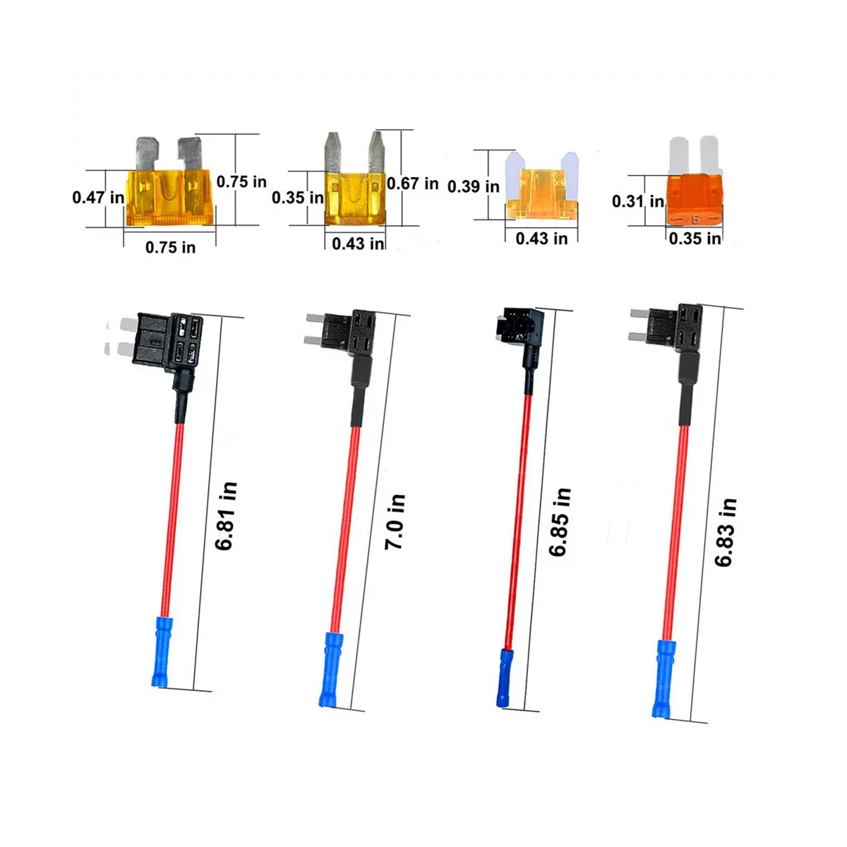 20Pcs 12V Car Add-A-Circuit Fuse Tap Adapter Kits /ATC Mini Low Dual-Slot Blade Fuse Holders