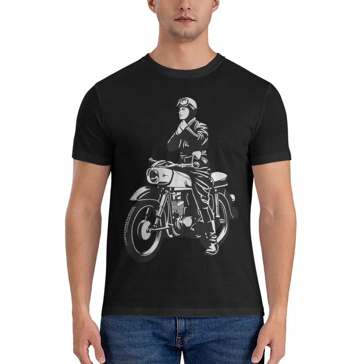 ES150 Motorbike T Shirt Men's Pure Cotton Vintage T-Shirts Crewneck MZ Moto Tees Short Sleeve Clothes Unique