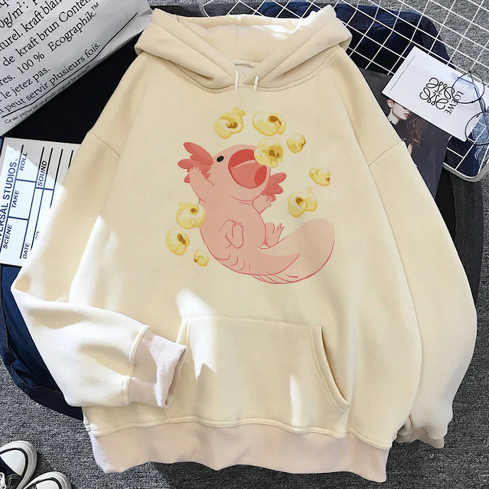 Ajolote Axolotl hoodie comfortable patterned clothes for teens Japanese kawaii women pullover manga youthful