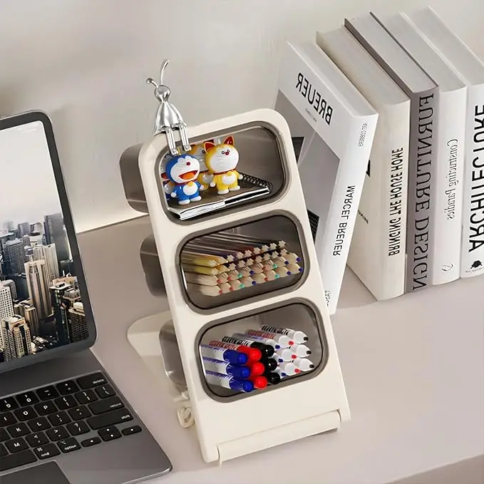Teabag Storage Rack, Coffee Storage Box, Includes 3 Removable Storage Containers, Tilted Tiered Transparent Tea Rack 6