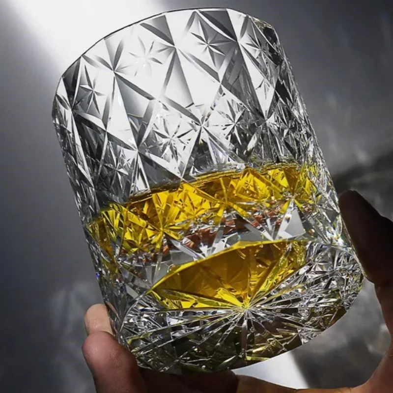K9 Crystal Japanese Style Edo Kiriko Whiskey Glass Tumbler with Artificial Engraving Bar Commercial Gift Elegant Drinking