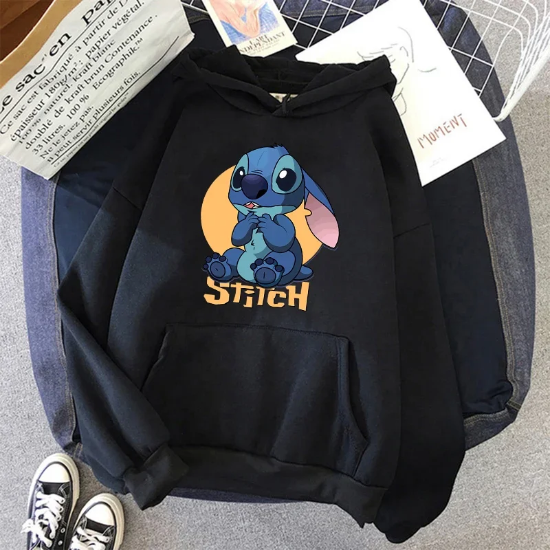 Christmas Disney Lilo & Stitch Women's Winter Designer Hoodie Long Sleeve Sweatshirt Harajuku Retro Subculture Jacket