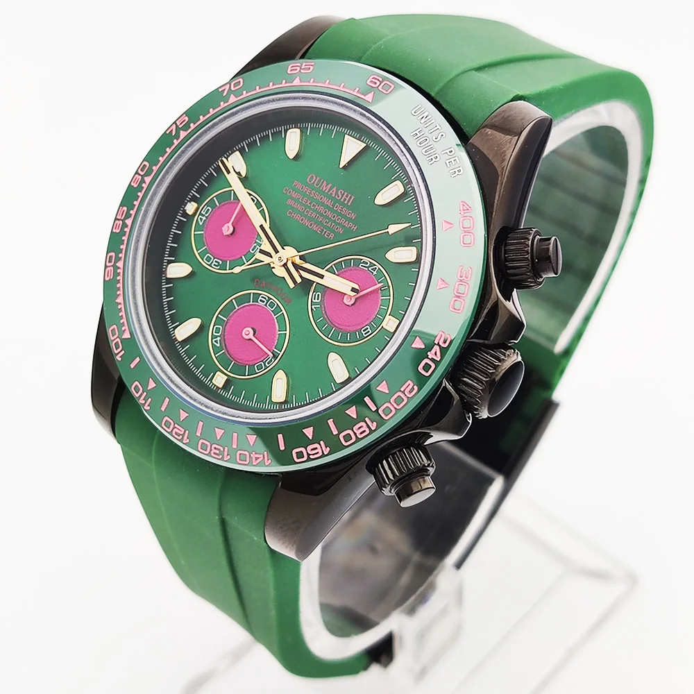 39mm Creativity Men's Watch VK63 Movement Panda Watch Sports Waterproof Chronograph VK63 Quartz Watch Sapphire Stainless Steel