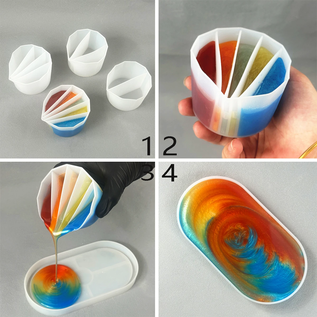 Silicone Distributing Cup Liquid Pigment Color Mixing Toning Dispensing Cup for DIY Epoxy Resin Crafts Jewelry Making Tools