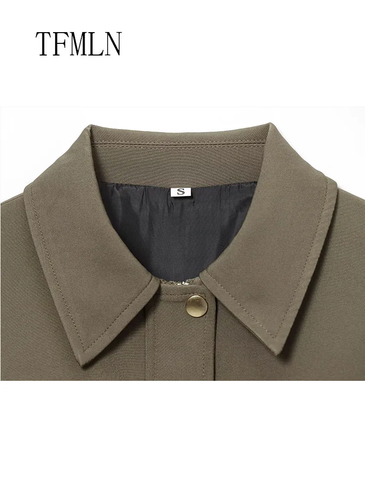 TFMLN 2026 Neue Lose Zipper Bomber Jacken Für Frauen Mode Langarm Chic Kausalen Streetwear Tops Einfache Taschen Dame Outwear