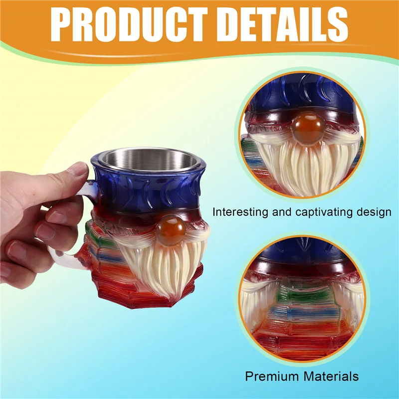 

ABBO-For Books Stack Coffee Cup, Painted Gnome For Book Mug, Unique Gifts For Book Lovers, Novelty 3D Painted For Bo