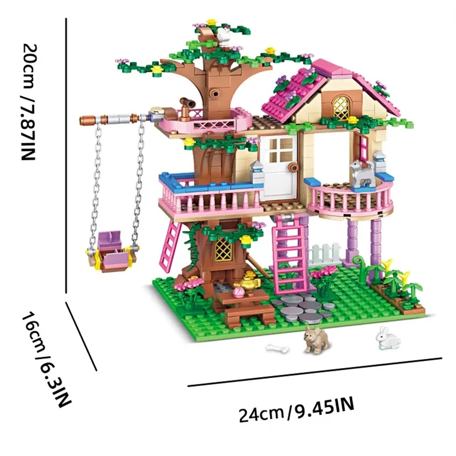 504pcs DIY Creative Fantasy Tree House Building Blocks Set with Assembly Bricks Gift for Kids Girls Birthday Christmas gifts