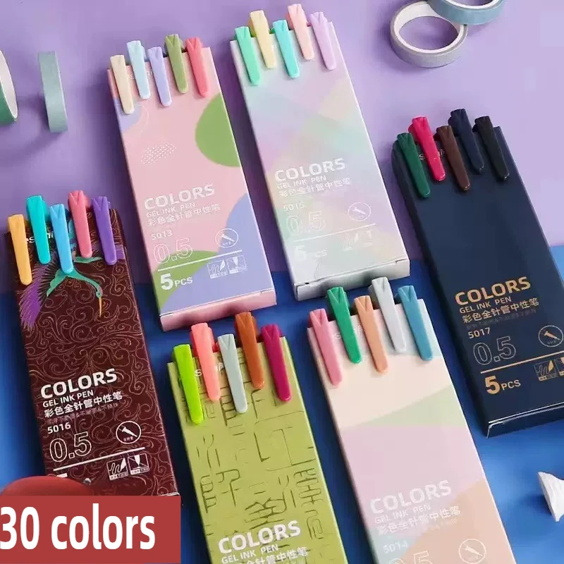 

30/5 Colors Morandi Gel Pen Durable 0.5mm Refill Pen Signing Smooth Ink WritingColor Macarons Pens Stationery School Supplies