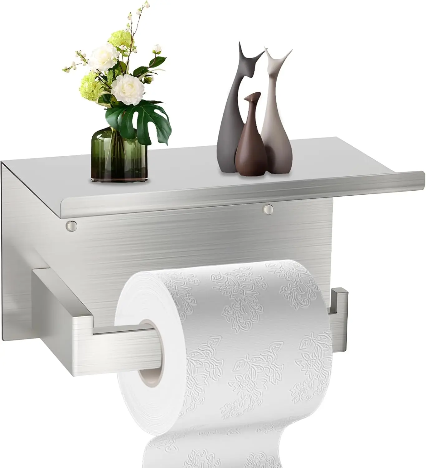 

Настенный держатель для туалетной бумаги с полкой, органайзер для ванной комнаты из матового никеля для телефона, книги, растения