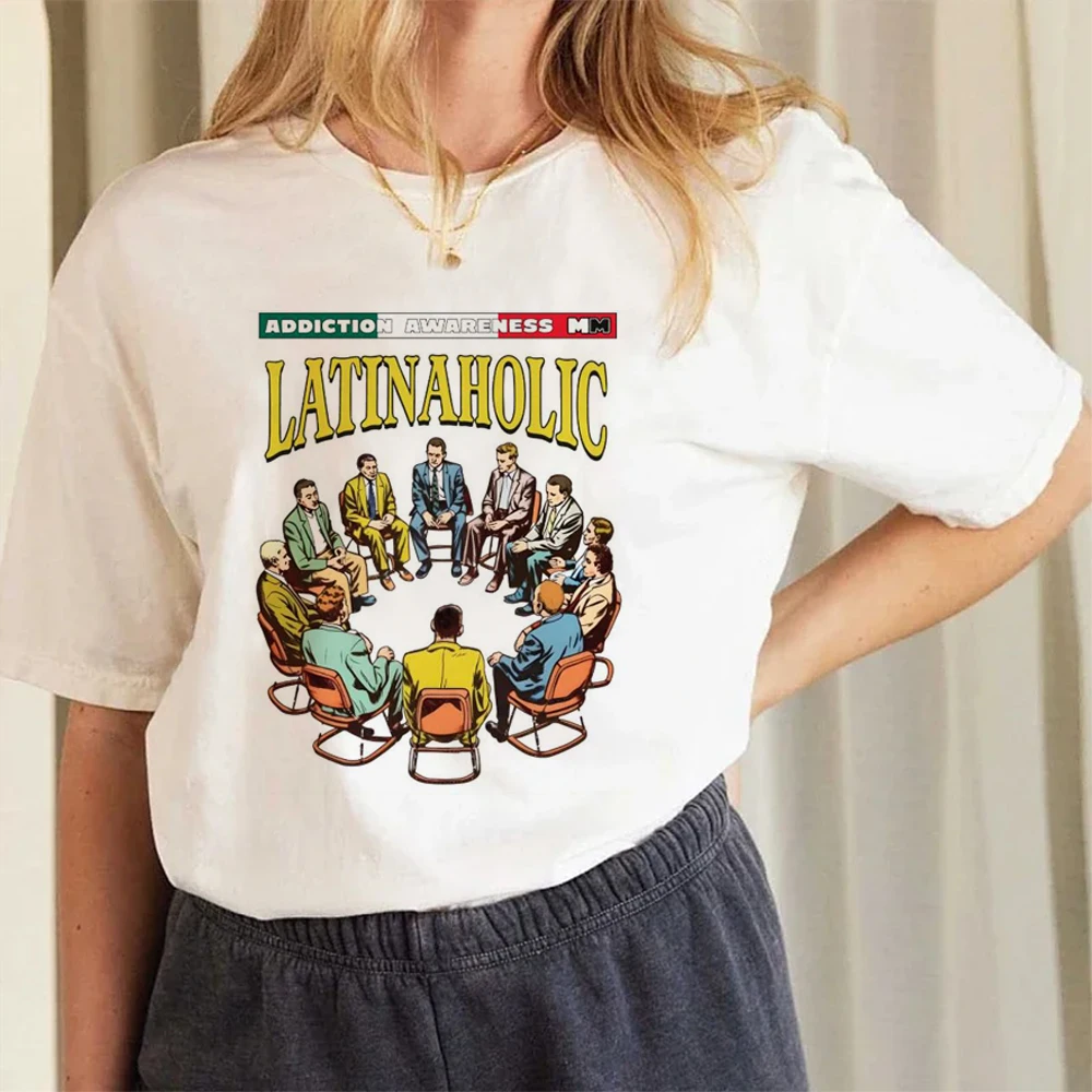 Retro Latinaholic Addiction Awareness Graphic Prints Tees Fashion Summer Casual Female Clothes Comfortable Street Tops