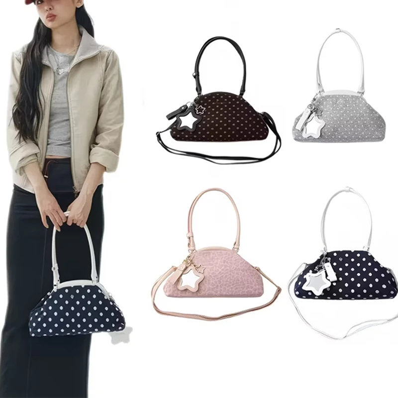 

Korean cute polka dot portable storage shopping fashion embroidery shopping storage bag