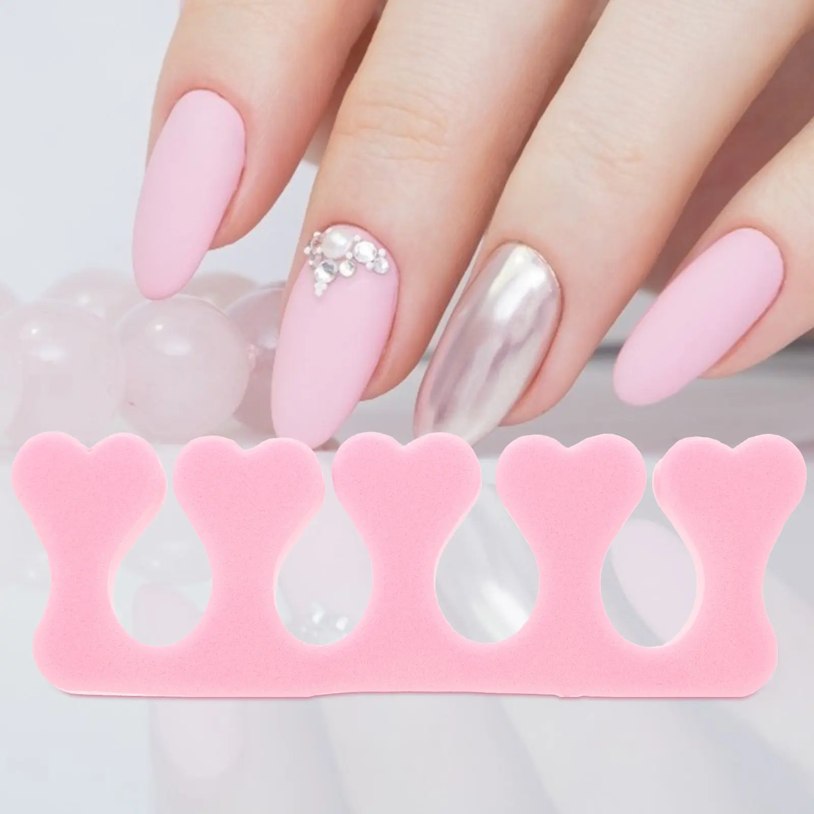 40Pcs Pink Heart Eva Nail Toe Separators Soft Foam Pedicure Tools Easy Use Finger Toe Separator Nail Art Accessories