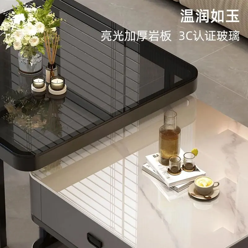 Rock slab coffee table living room household square minimalist light luxury high-end small apartment