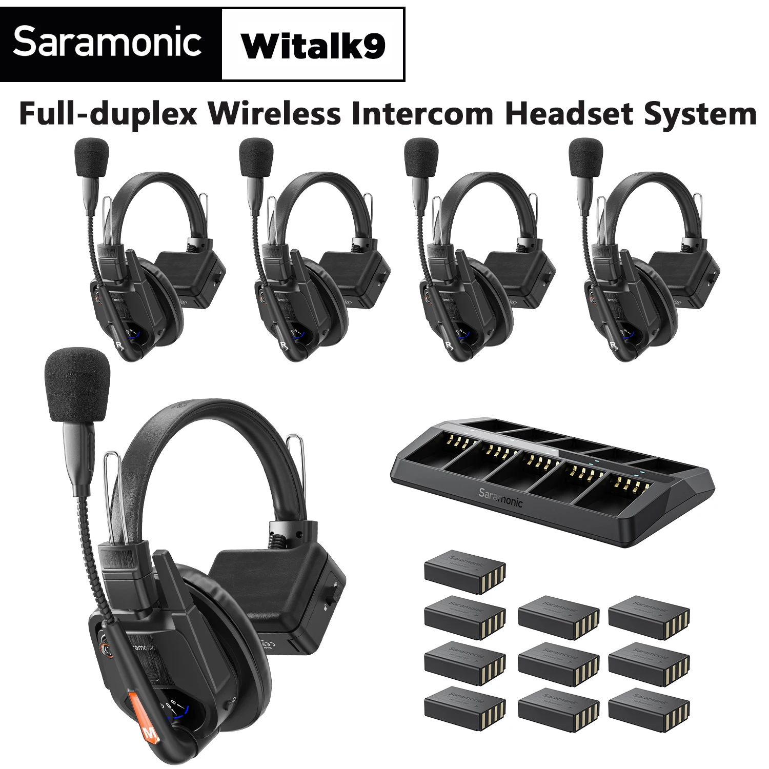 Saramonic WiTalk9 2S-9S 1.9G Wireless Headset Intercom System Remote Ear Headphone Microfon System for Film TV Stage 500m Range