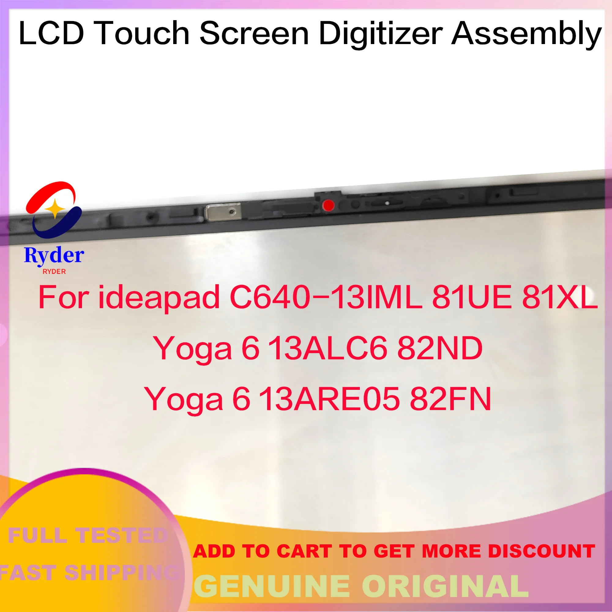 Imagem -05 - Polegada Fhd 1920x1080 para Lenovo Ideapad Yoga C64013 C640-13iml Yoga 6-13alc6 6-13 82nd Lcd Tela de Toque Digitador Assembléia 13.3