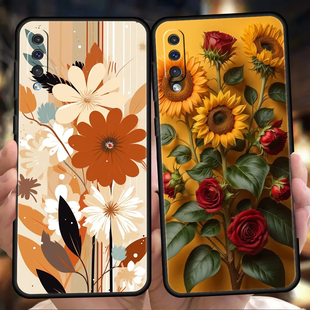 Sunflower Phone Case for Samsung Galaxy A24 A13 A53 A73 A33 A22 A12 A02 A03 A05 A70 A50 A10 A20 5G Silicone Cover Shell Capa Bag