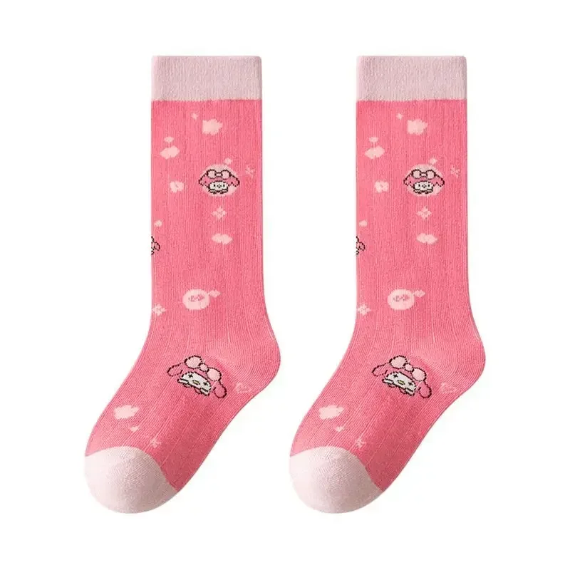 4 Stuks Zoete Kawaii Mijn Melodie Casual Sokken Lente Herfst Schattige Sanrio Ins Cartoon Katoen Mooie Zachte Kousen Geschenken Voor Kinderen