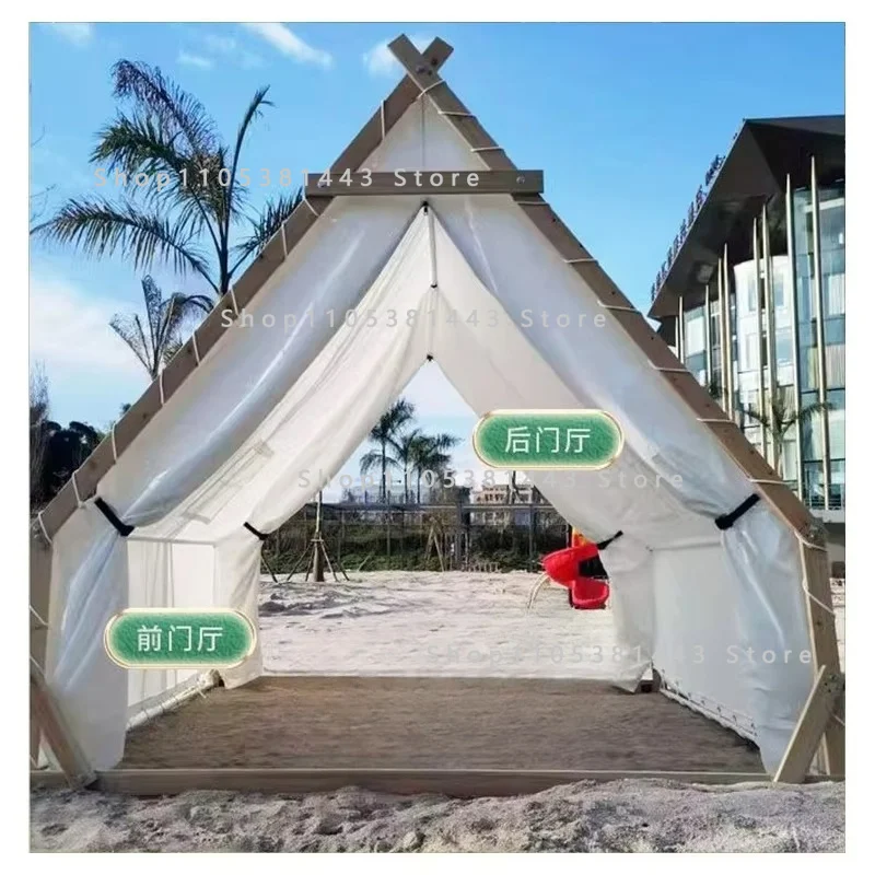 Red triangle iron house outdoor camping hotel tent, used for scenic dining hot pot