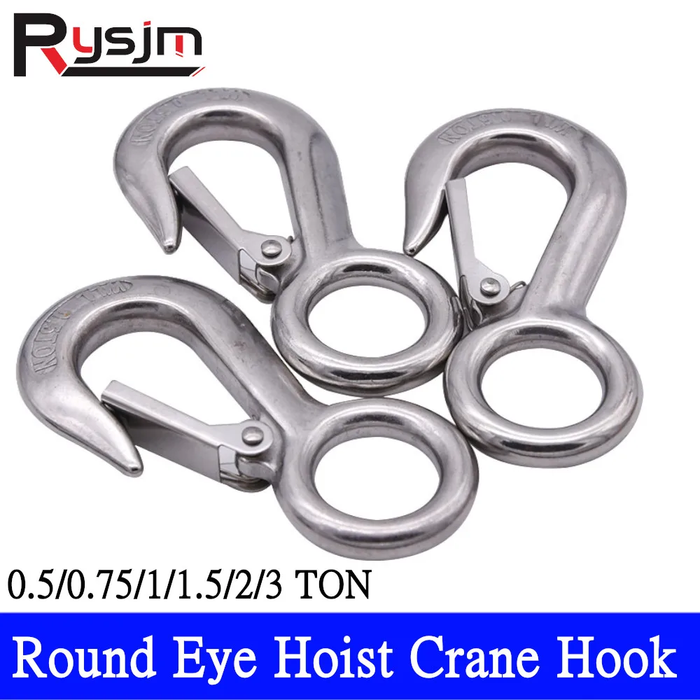 

SS316 Stainless Steel 0.75/1/1.5/2/3 TON Round Eye Hoist Crane Hook Snap Lifting Hook marine Rigging Marine Hardware Accessories