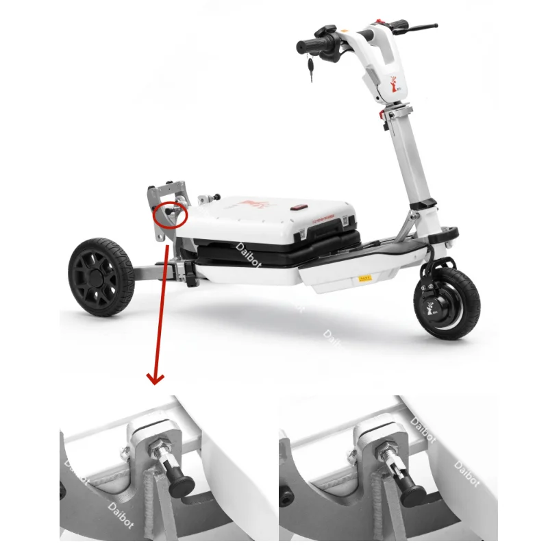 3-Rad-Mobilitätsroller, zusammenklappbar, leicht, für behinderte Menschen, 350 W, 48 V, Mini-Elektro-Dreirad, für Erwachsene und Senioren, abnehmbare Batterie – Detail 6