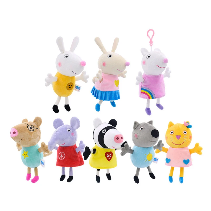 Peppa Pig 19cm Plush Pendant Dolls George Rebecca Rabbit Susy Sheep Cartoon Figure Model Stuffed Toys Birthday Gift For Kids