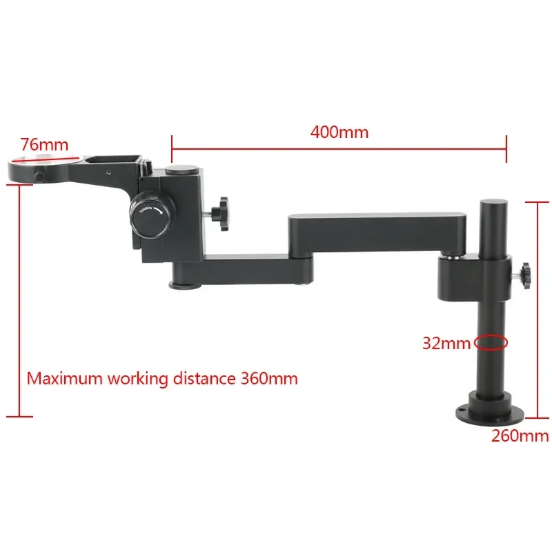 Adjustable Rotary Articulating Folding Arm 50mm 76mm Holder Desktop Digital Microscope Stand Optional ClampBase Bracket