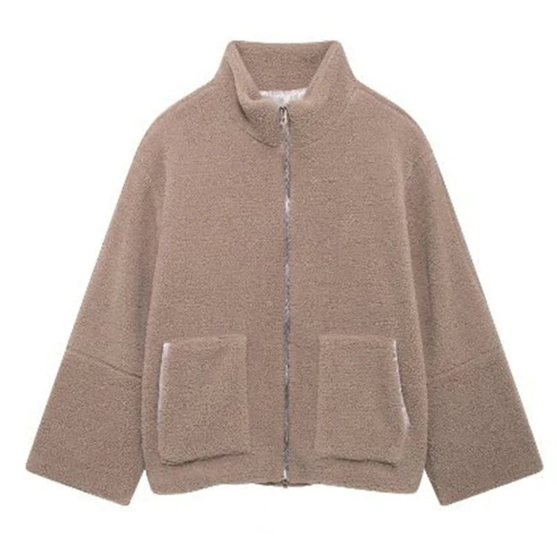 Manteau Vintage à Double fermeture éclair, mode européenne américaine, couleur unie, Harajuku, paresseux, élégant, manches longues, veste ample à col roulé, années 2000