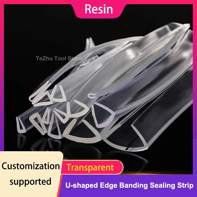 Transparent U-shaped Edge Banding Resin Sealing Strip Glass Table Iron Plate Anti-collision Edge Banding Protective Strip