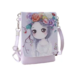 PU Leather Cartoon Printing Women's Shoulder Crossbody Bag Senhoras Bolsa Crianças Viagem Telefone Bolsa Dinheiro 2023 para Meninas