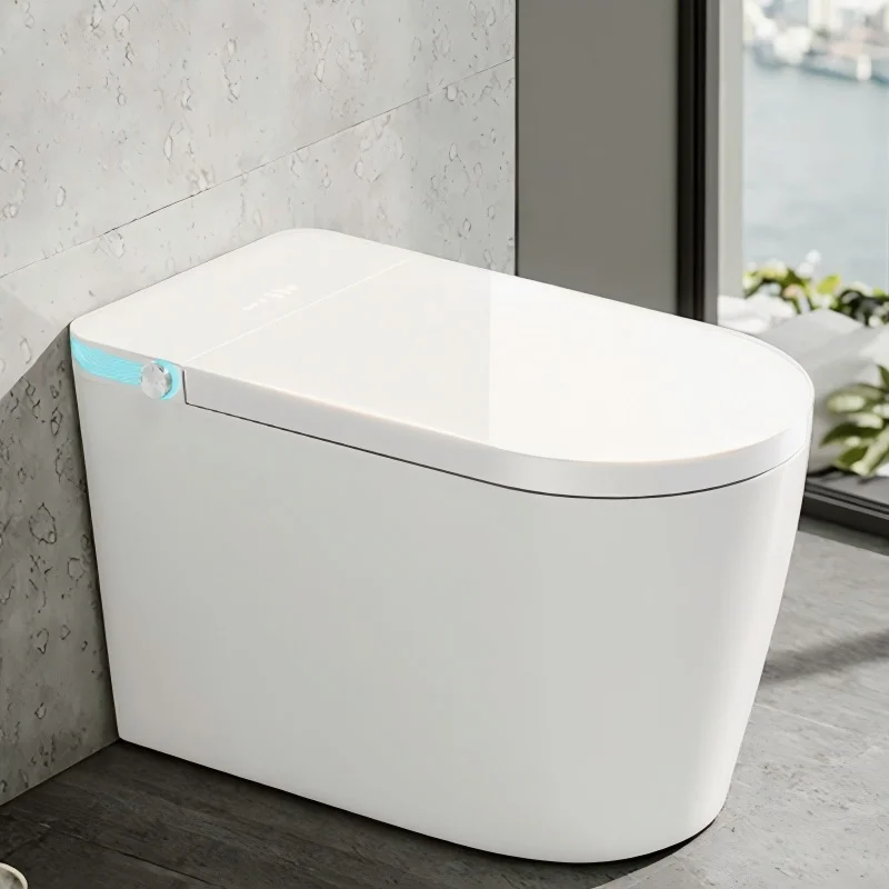 

Compact Smart Bidet Toilet White Ceramic Bowl Ergonomic Elongated Seat Space-Saving Design Remote Control Seat Heating S-Trap