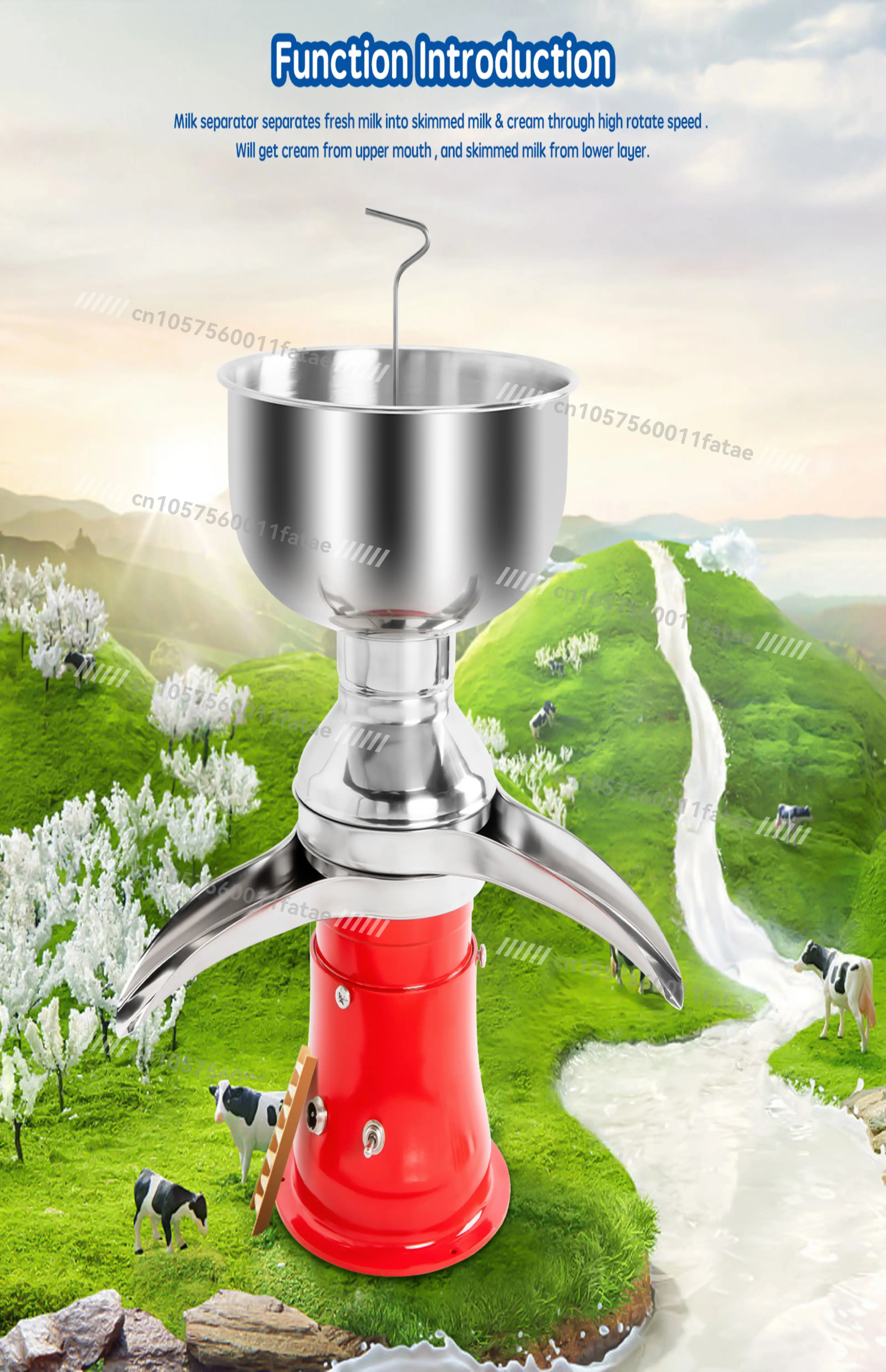 Séparateur de crème 50L Séparateur de lait électrique Dégraissant 100L