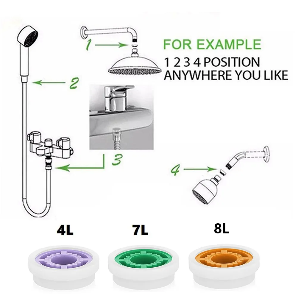 

5pcs Shower Head Flow Control Valve Set Water Saver Device Water Saving Cores Flow Reducer 4 -9L/min Water Flow Low Limiters