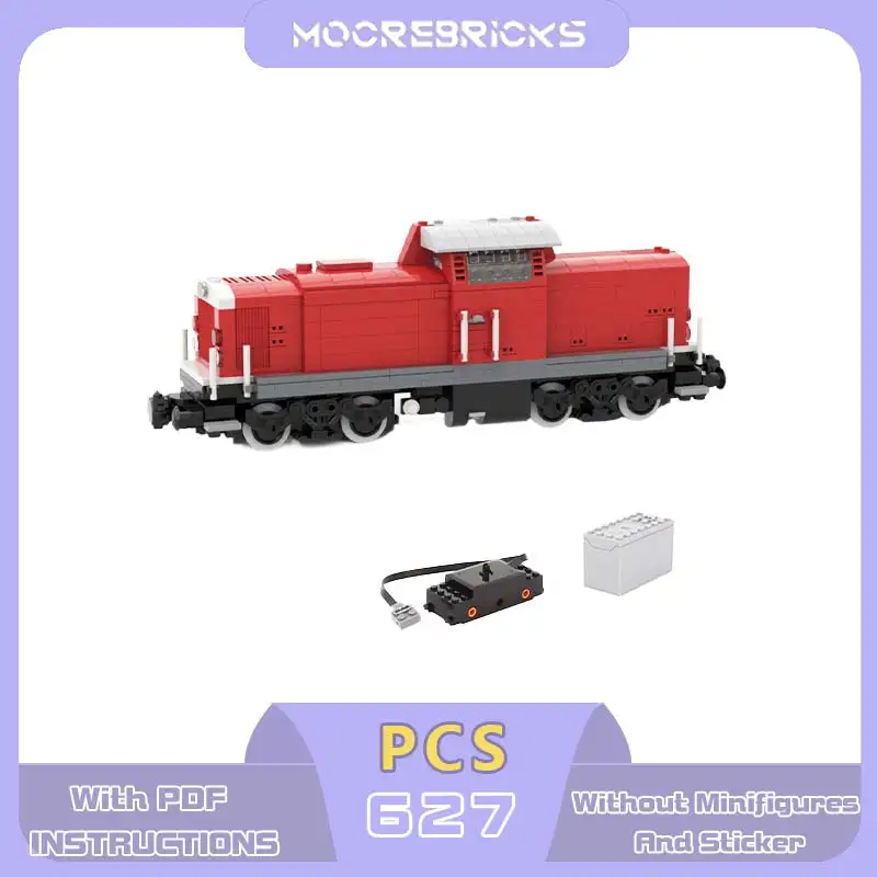 MOC Deutsche V100 Diesellokomotive Bausteine Moderner Roter Güterzug 8W Schweres Eisenbahnfahrzeug Modell DIY Spielzeug Geschenk