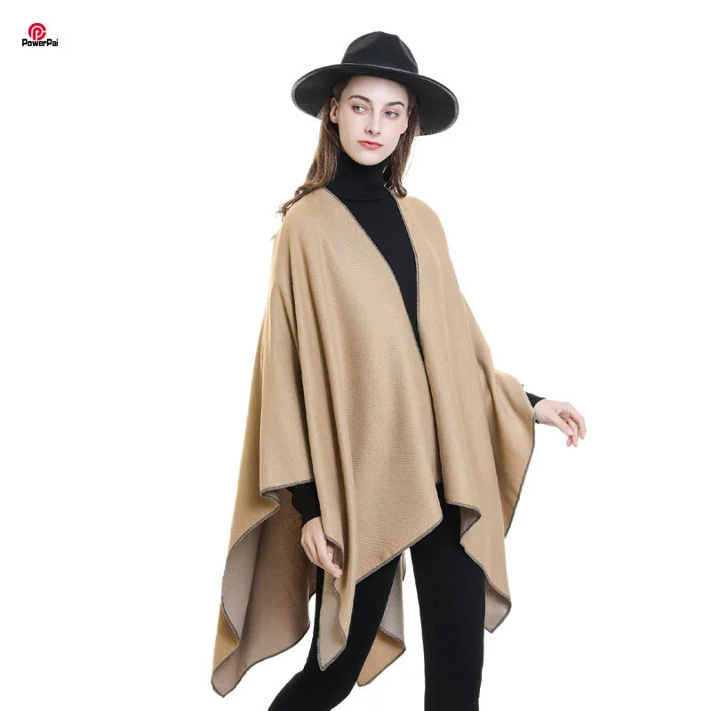 

Double Sides Pure Colors Imitate Cashmere Shawl Cloak Women Travel Leisure Wraps Cape Autumn Winter Spring Summer