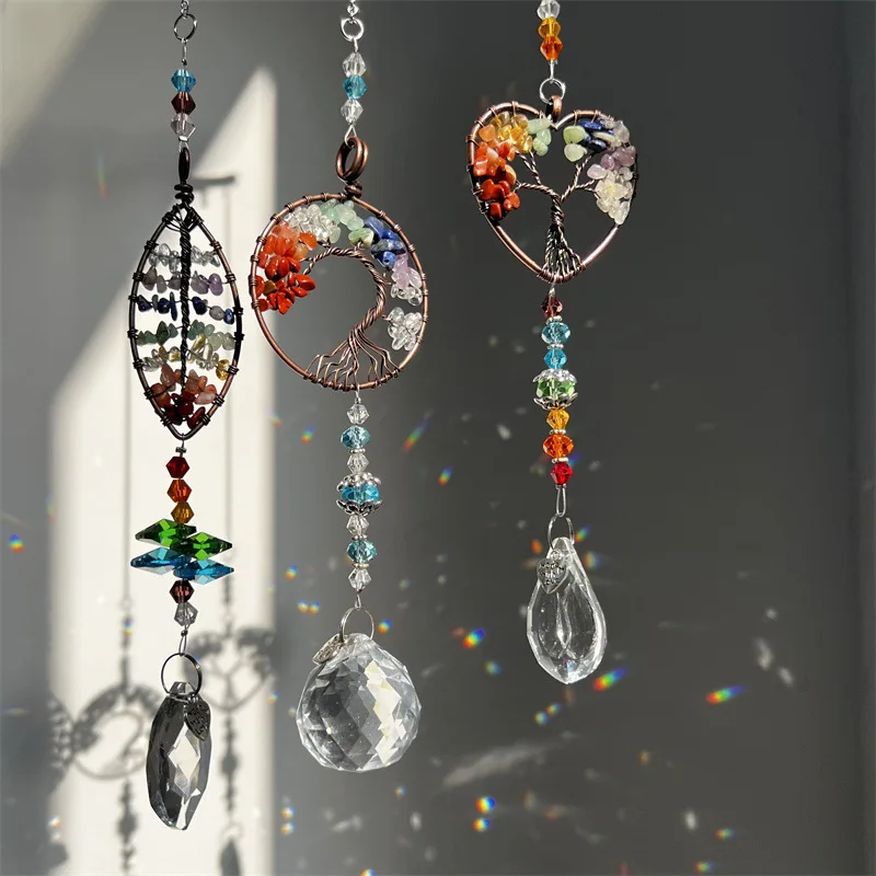 2024 New Colorful Tree of Life Pendant Sunshine Catcher Crystal Pendant Window Hanging Decoration Car Prism Crystal Pendant