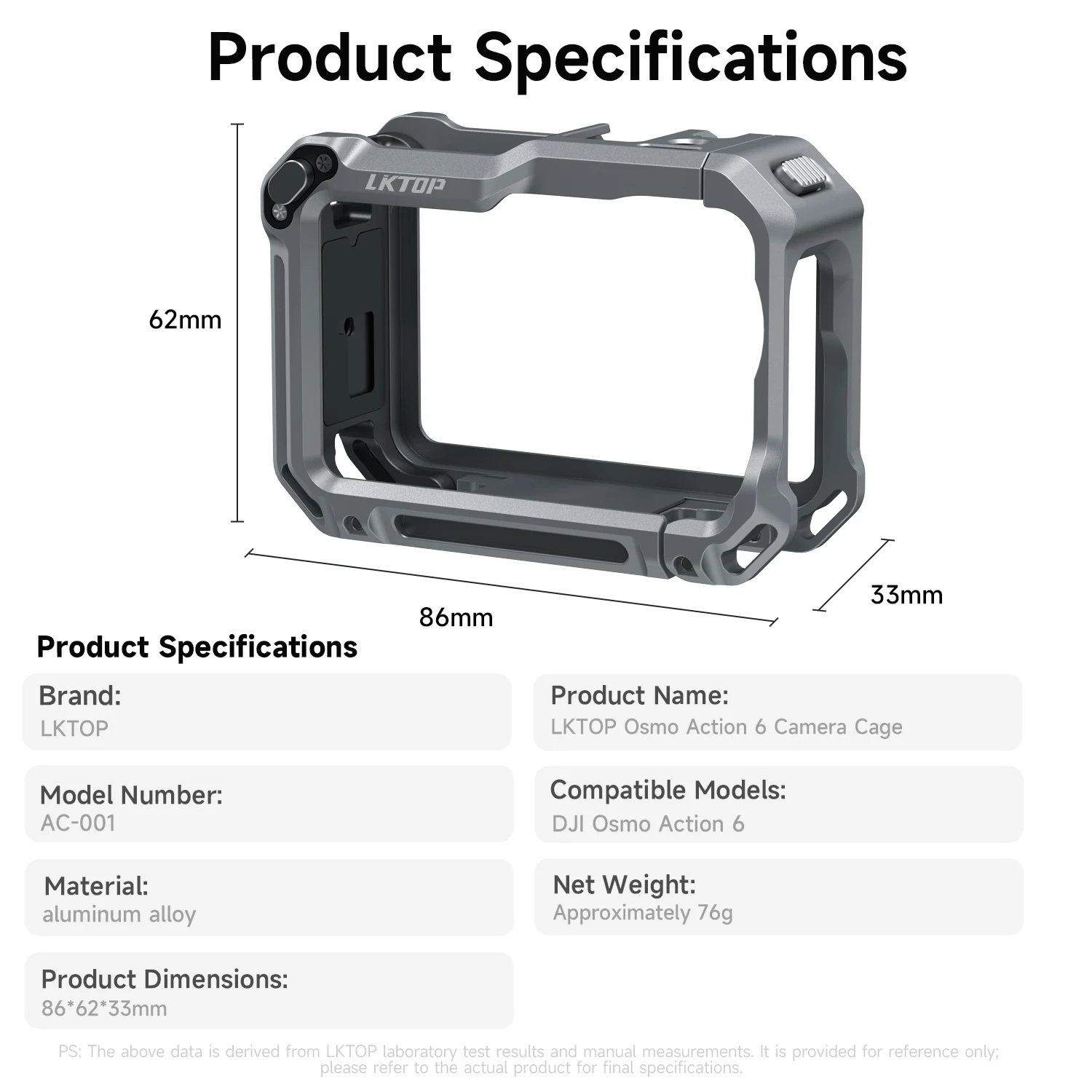 

Multifunctional Rabbit Cage for DJI Osmo Action 6 Aluminum Metal Frame Expansion Adapter Protective Case