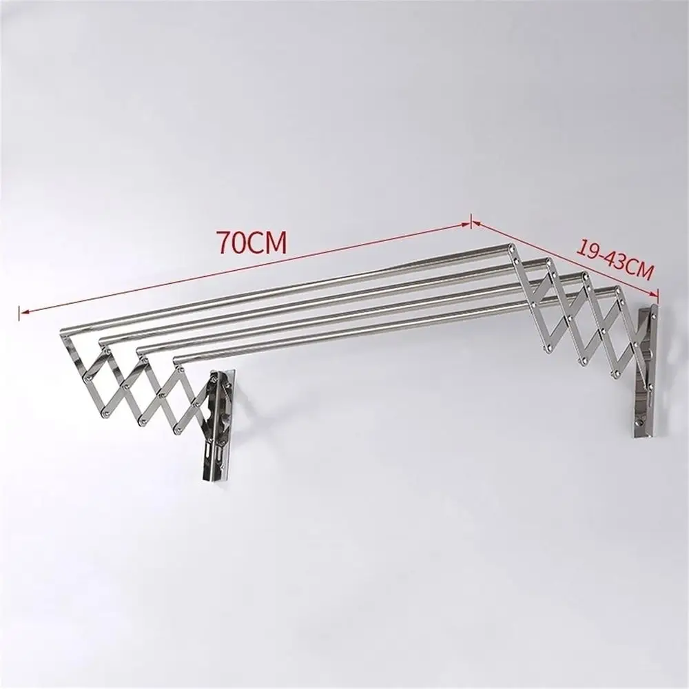 Space-Saving Wall-Mounted Clothes Drying Rack, Adjustable Indoor/Outdoor Retractable Hanger, Easy Install, 4 Tracks, 70cm