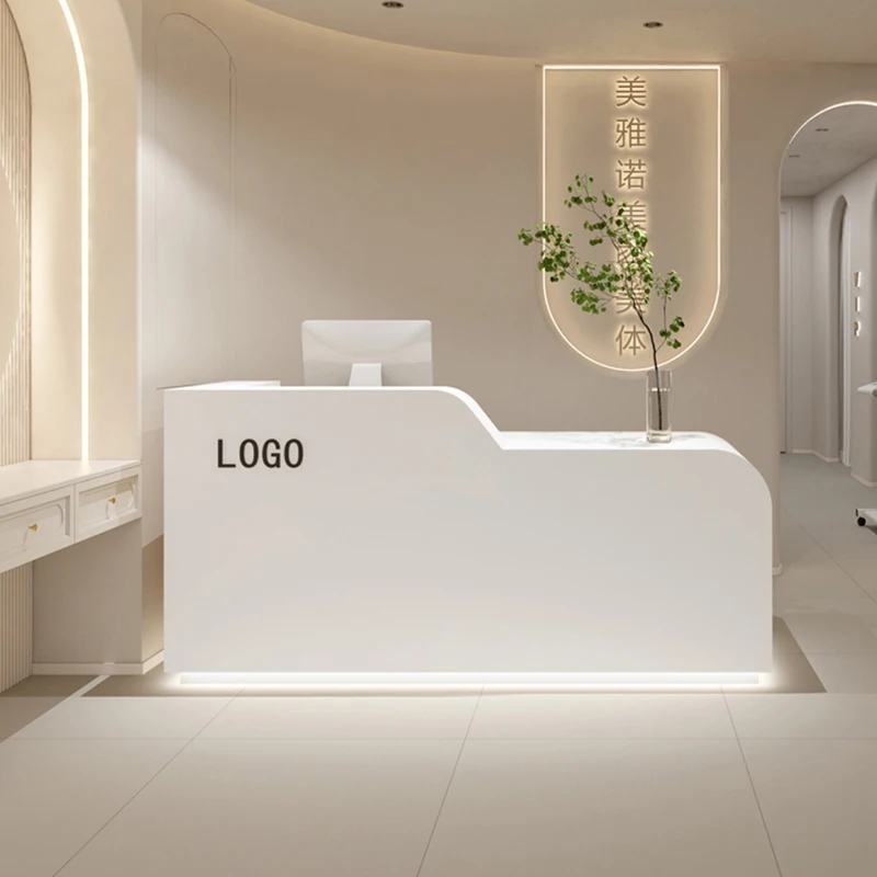 Bureau Reception Salon Desk Luxury Counter Long Column Furniture Modern Store Showcase Stores Church Empfangstheke Churches