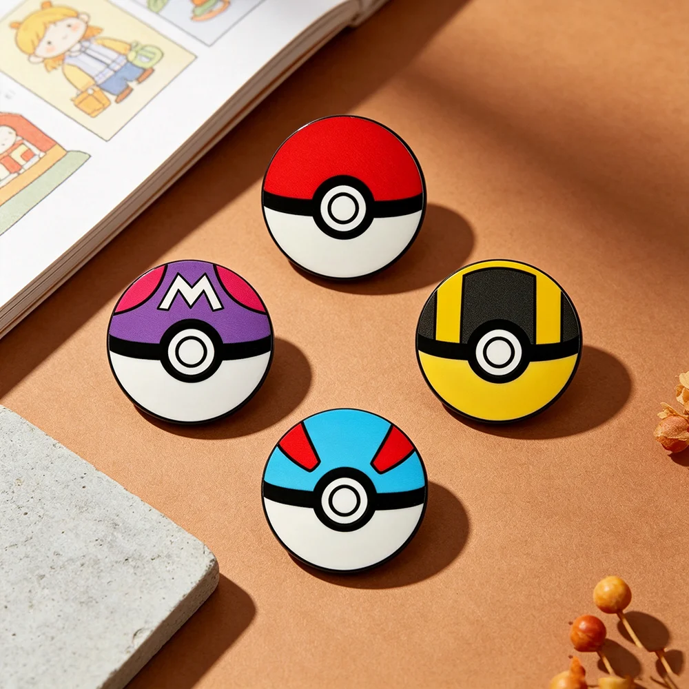 4pcs Master Ball Enamel Pins Set Cartoon Anime Collectible Badges for Backpack Jacket Hat, Cute Game Jewelry Gift for Fans Kids